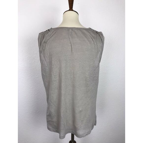 Joie Linen Pullover Beaded Shoulder Tank Top - Picture 7 of 8